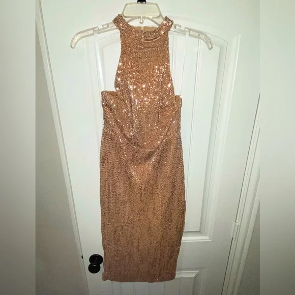beige off the shoulder midi dress Latte One Shoulder Glitter Bodycon Midi Dress